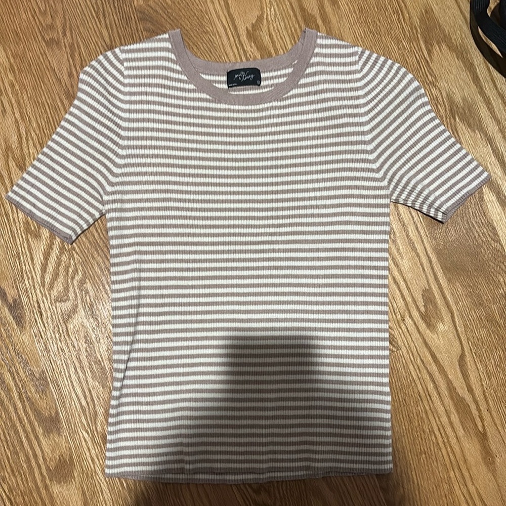 Milk and honey brown/cream stripped shirt